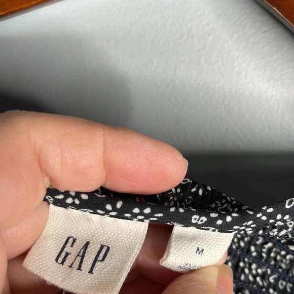 GAP Paisley Floral Print Midi Dress Navy Blue Smock Sleeveless Color Block M - Picture 6 of 9